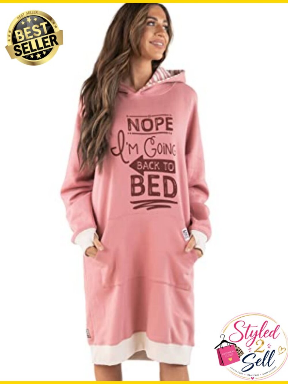 Oversized Hoodie Sweatshirt Dress Pullover Sleepwear with Pockets